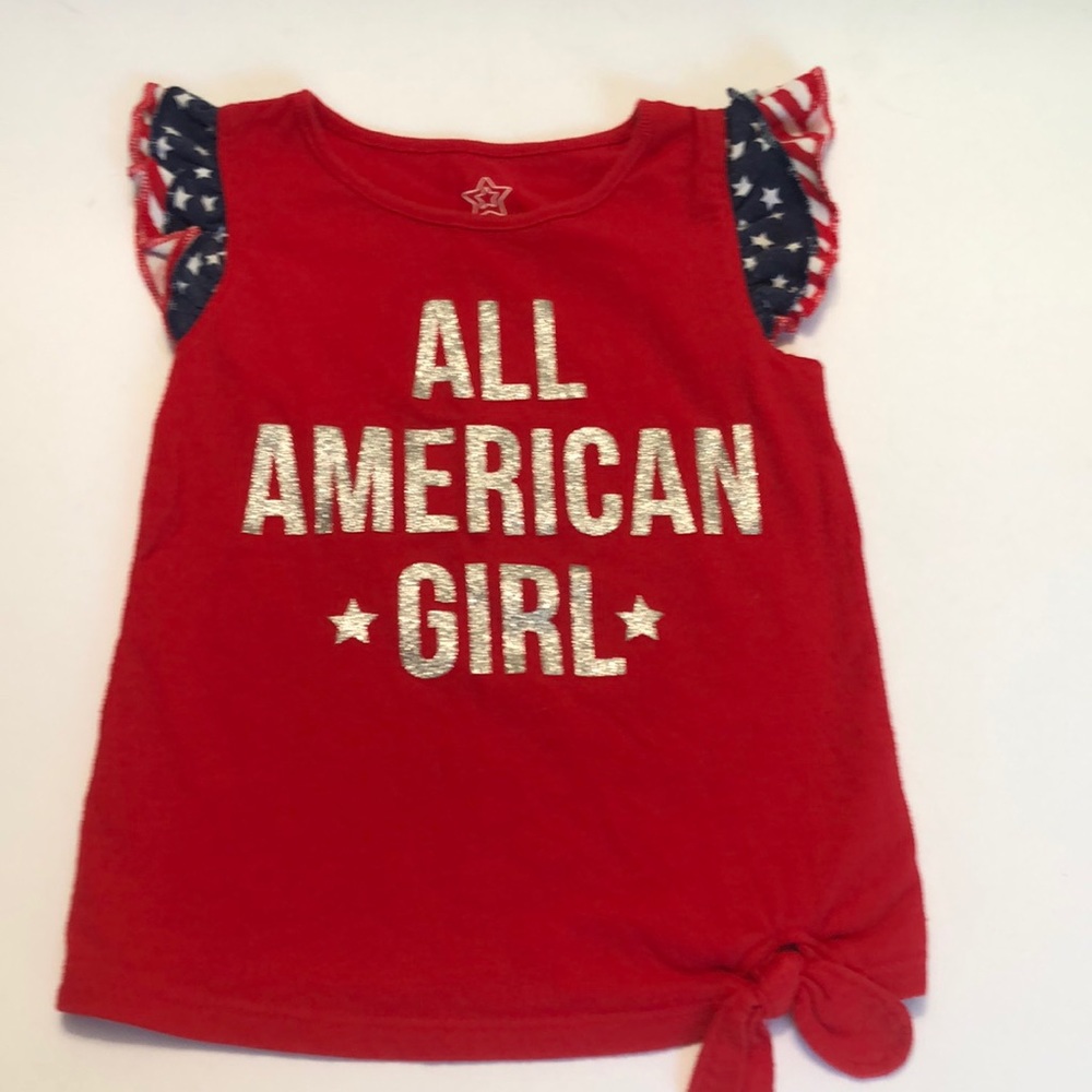 ‼️Clearance‼️All American Girl Glittery 4th of July Ruffle Sleeve Shirt size 2T
